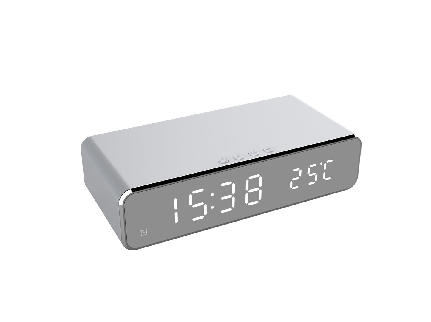 Smart LED Alarm Clock with Wireless Charging – Sleek HD Mirror Display, Built-in Thermometer, and Stylish Desk Decor for a modern touch!