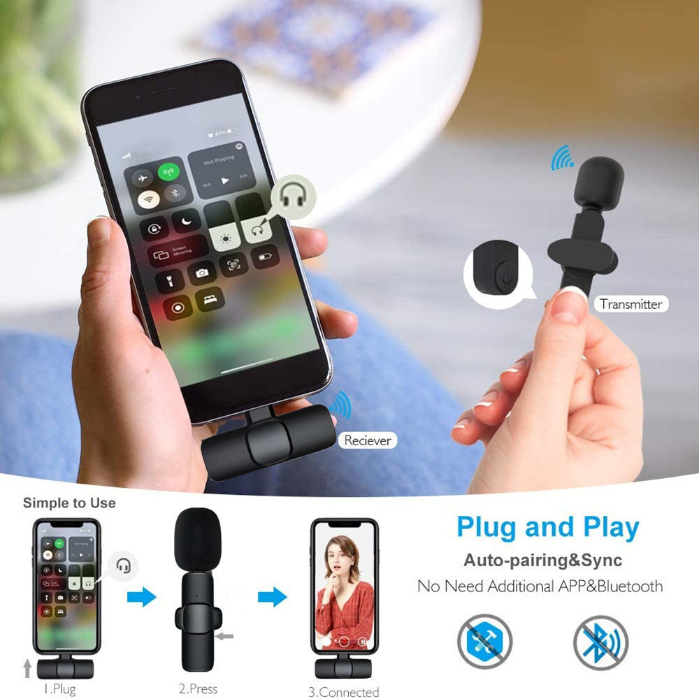 Wireless Lavalier Microphone – Portable Mini Mic for iPhone & Android | Long Battery | Live Streaming & Gaming